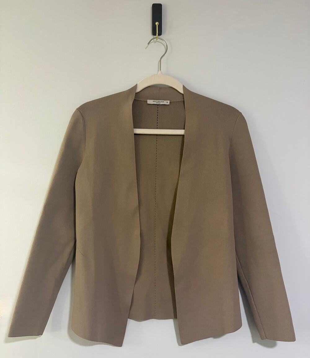 M.M.LaFleur Woolf Jardigan XS Taupe Open Front Knit Blazer Jacket